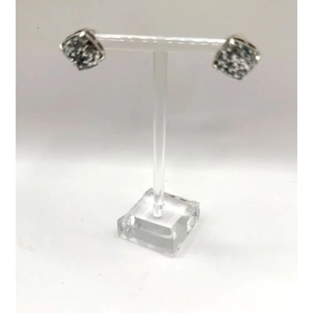 Kate Spade Silver Glitter Stud Earring Square Preppy Designer Summer Jewelry